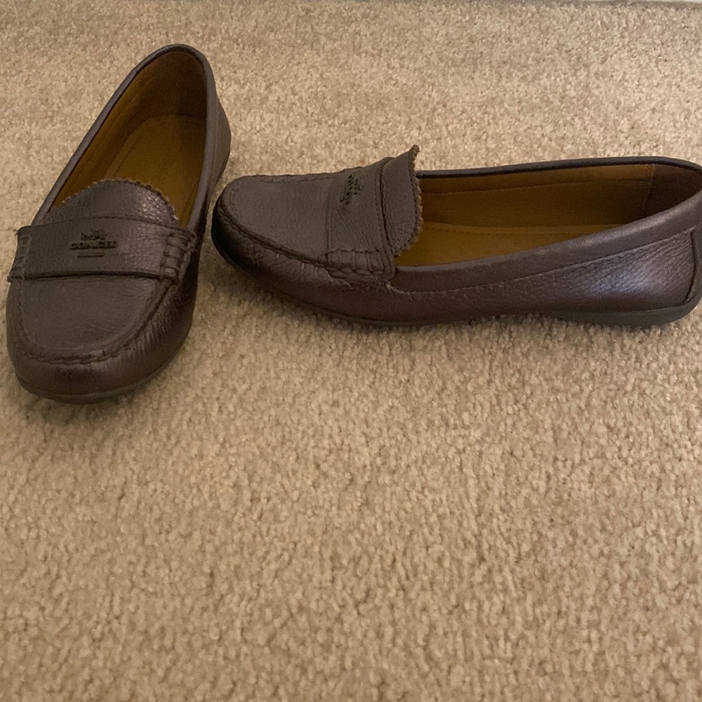 Coach gun metal loafer